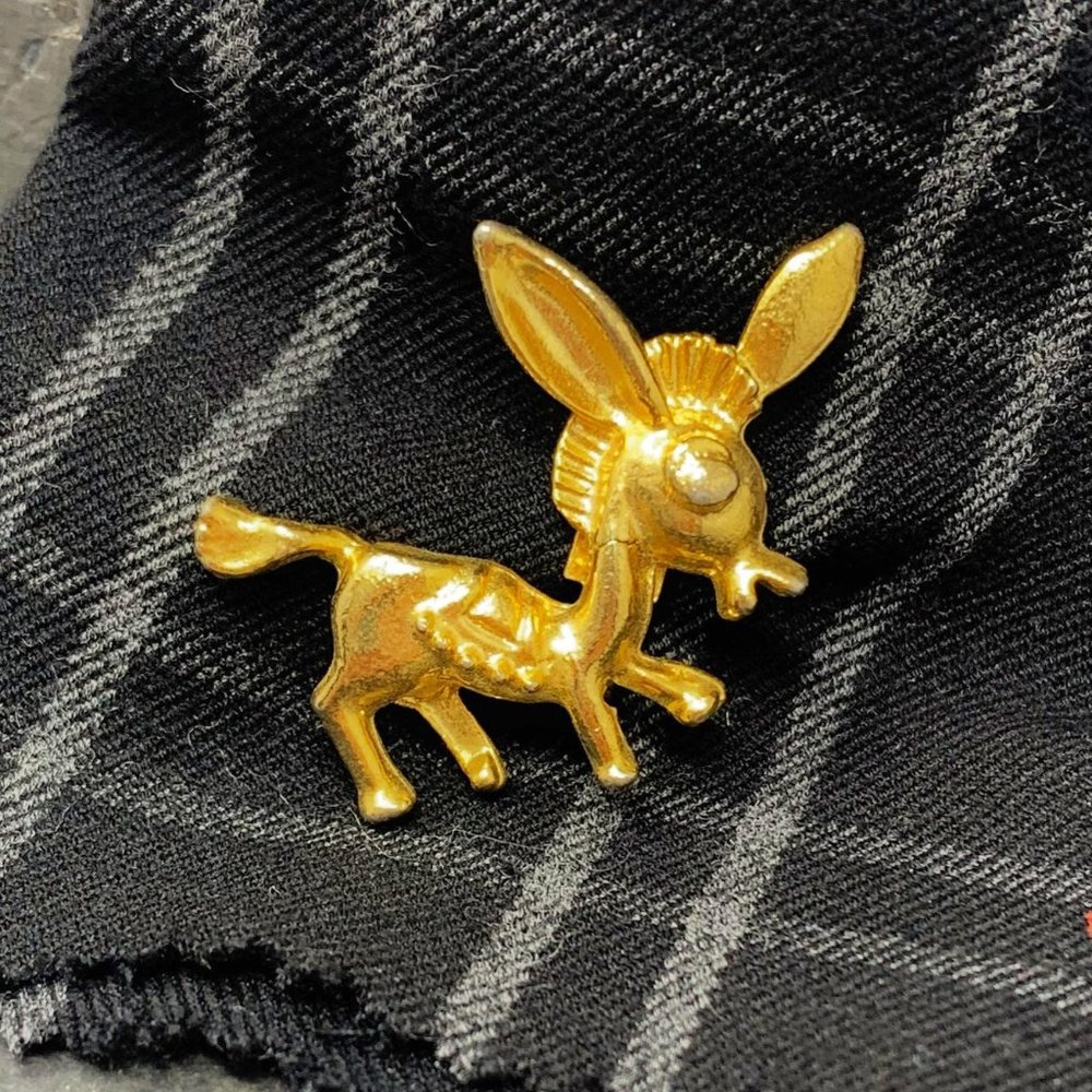 Retro 80's Gold Tone Donkey Mule Burro Small Pin/Brooch